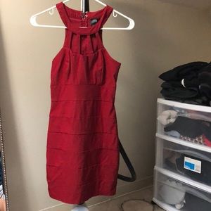 Caged red bandage dress